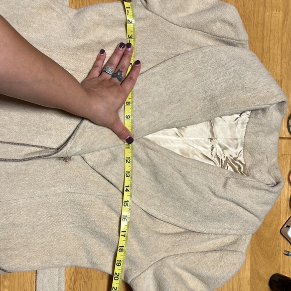 JW Mays inc cream belted long wool winter coat Medium double breasted vintage - Picture 11 of 14